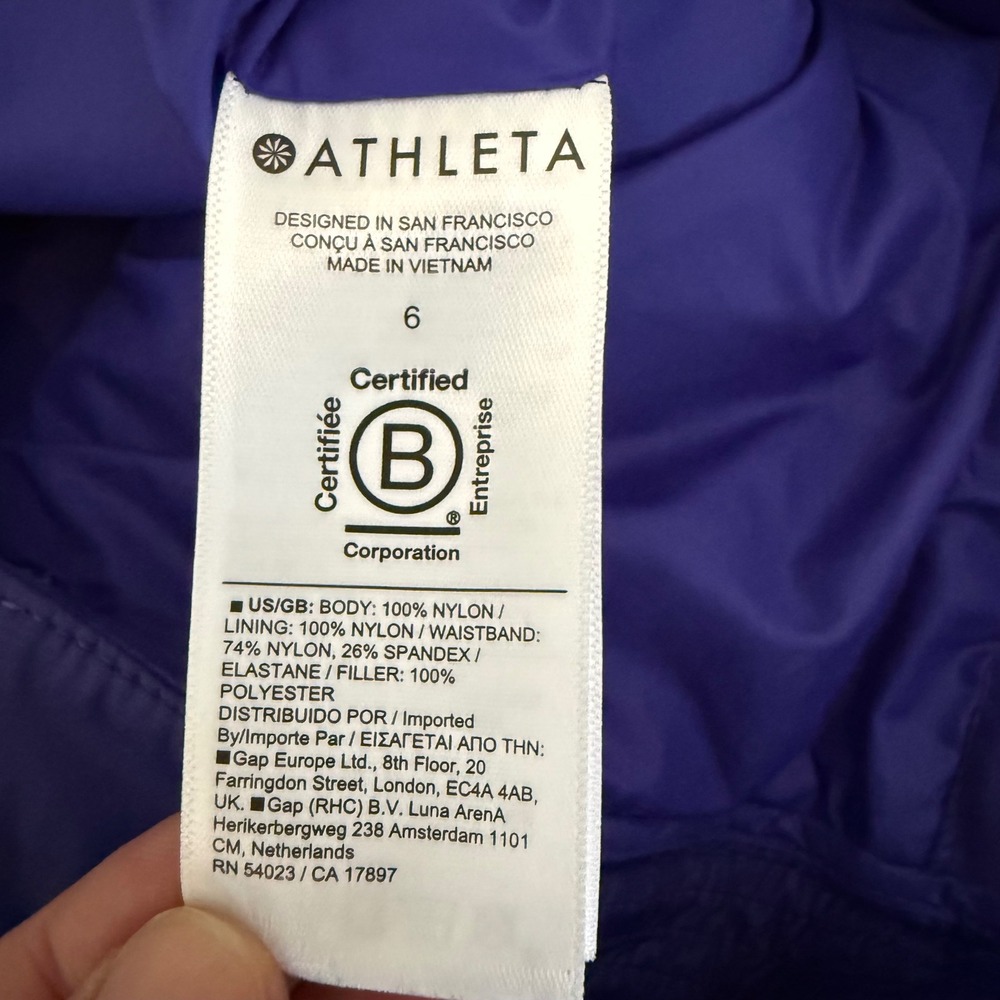 Athleta Apres Ski Skirt Quilted Chevron Puffer Full Zip Pockets Size 6 Purple - Picture 9 of 12